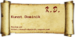 Kunst Dominik névjegykártya